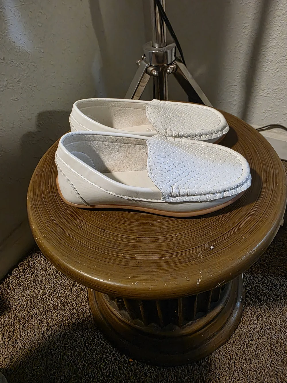 White Slip-On Loafers - Textured Upper